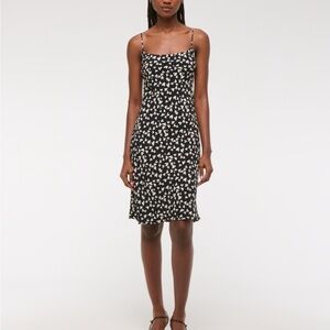 Abercrombie & Fitch Black and Cream Patterned Midi Dress